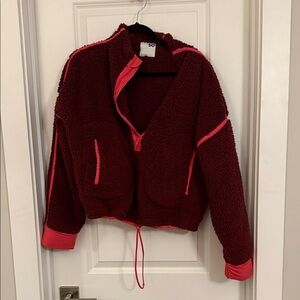 SO Burgundy and Coral Sherpa Jacket